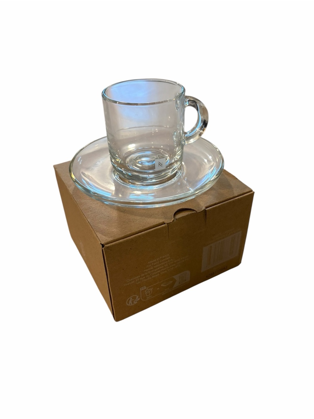 Nespresso Vertuo Collection glass espresso cup and saucer set NEW